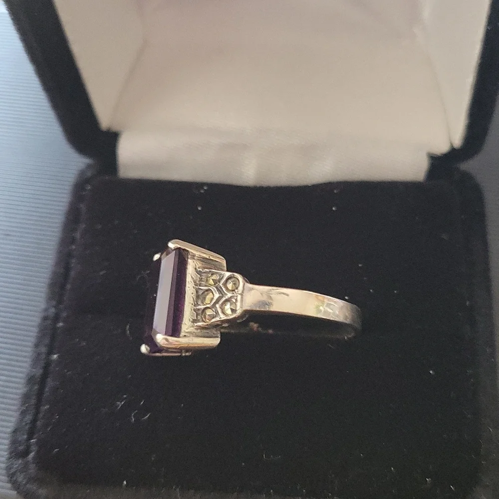 Amethyst Marcasite Sterling Ring - Picture 4 of 13